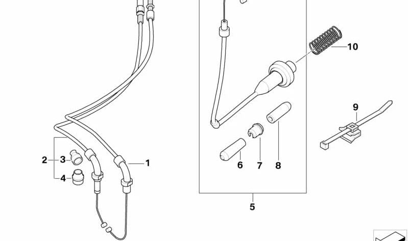 Bowden speed regulation cable OEM 32737701213 for BMW K1200GT, K1300GT motorcycles. Original BMW Motorrad.