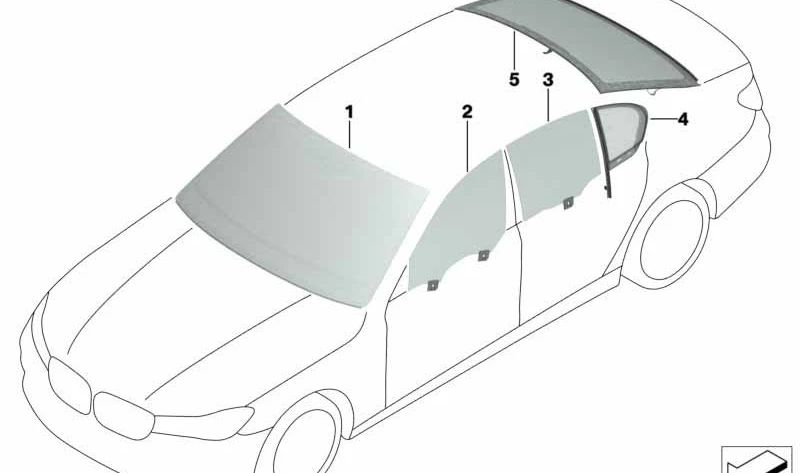 Janela traseira verde para BMW 7 G11 Series, G12 (OEM 51317357251). BMW original