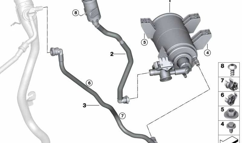 Tubería de ventilación con filtro de polvo OEM 16137466638 para BMW G23, G83. Original BMW.