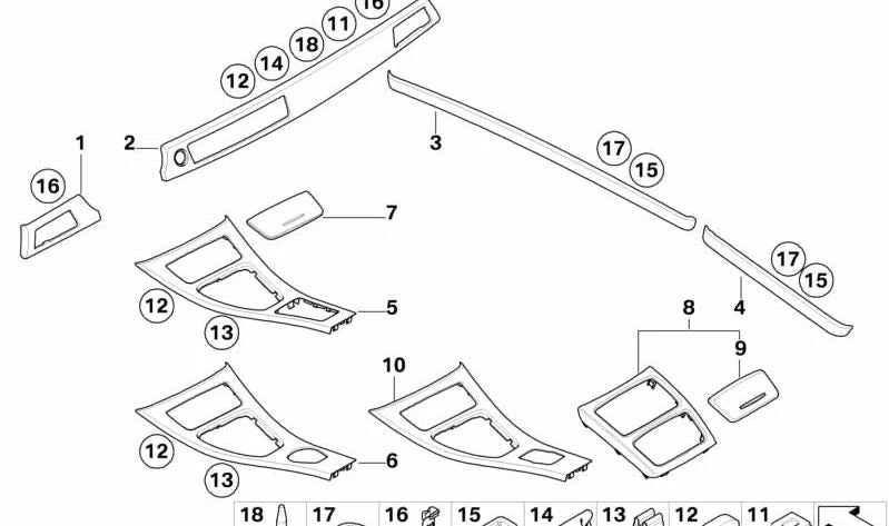 Embellecedor consola central frontal OEM 51166966488 para BMW E92, E93. Original BMW.