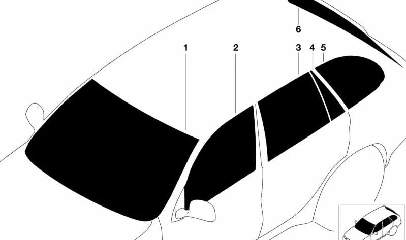 Cristal lateral verde puerta trasera derecha OEM 51348402572 para BMW X5 E53. Original BMW.