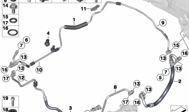 Support du tube de pression de climatisation pour la série BMW 1 E81, E82, E87, E88, série 3 E90, E92, E93, X1 E84 (OEM 64536951634). BMW d'origine