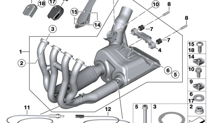 Junta do coletor de escape OEM 18518542088 para motocicletas BMW S 1000 RR, S 1000 XR, F 750 GS, F 850 GS... e muito mais. Originais BMW Motorrad.