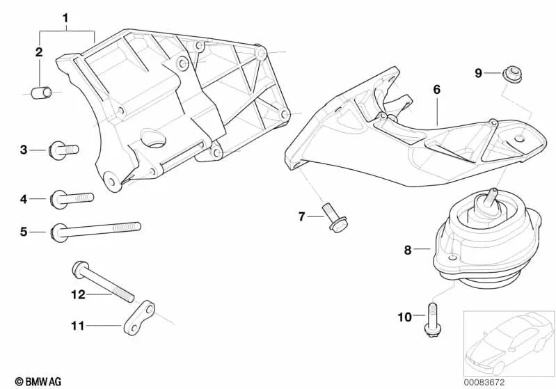 Air Conditioning Compressor Bracket for BMW X5 E53 (OEM 64557503477). Original BMW.