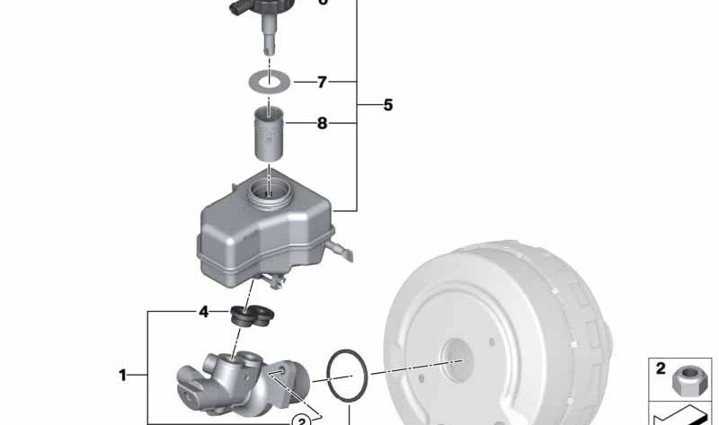 Cilindro maestro de freno OEM 34336785662 para BMW E81, E82, E87, E88, E90, E91, E92, E93. Original BMW.