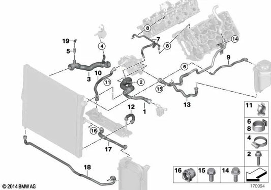 Tuyau de réfrigérant pour BMW X6 E72 (OEM 17127591232). BMW d'origine.