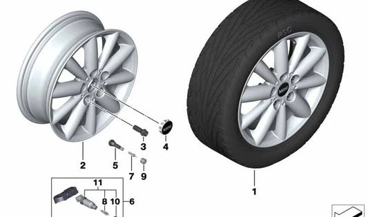 Black Metal Metal Disco Wheel 36116866674 pour Mini F55, F56, F57 ... et plus encore. Mini d'origine.