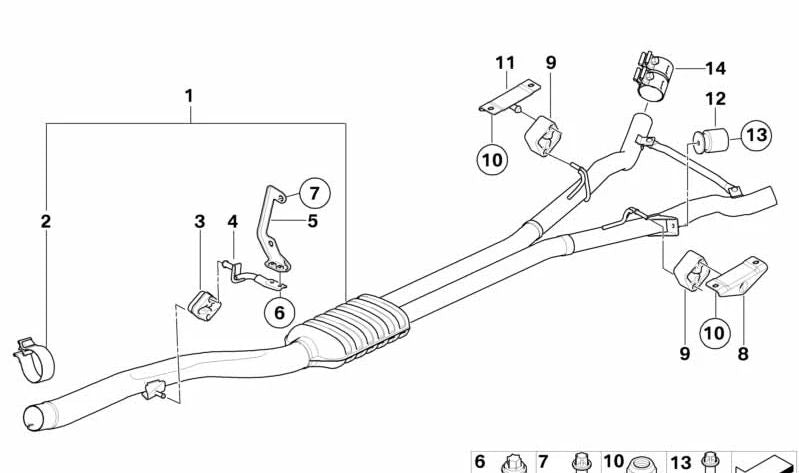 Silencioso delantero OEM 18307804228 para BMW E63, E64. Original BMW.