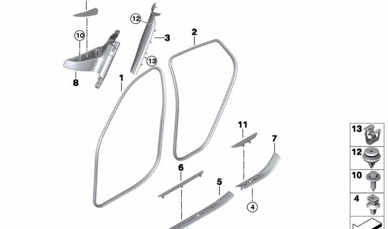 Rear entry insert for BMW X6 F16 (OEM 51477341049). Genuine BMW