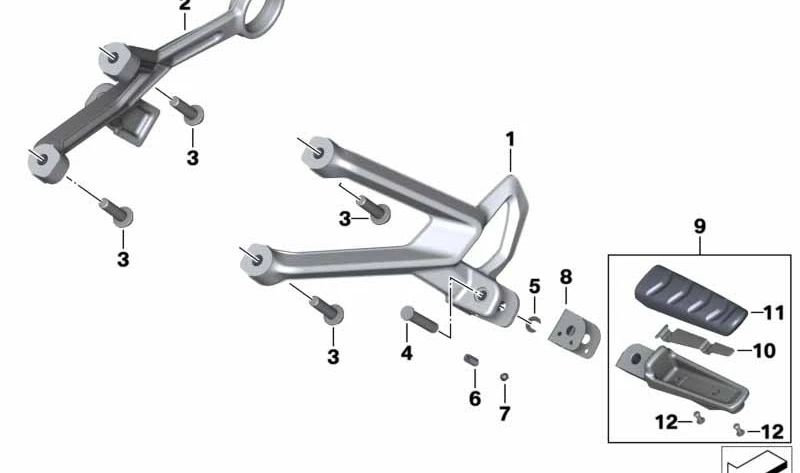 Soporte del silenciador final OEM 46719831979 para motos BMW R 1250 R K53 y R 1250 RS K54 (2022-2024). Original BMW Motorrad.