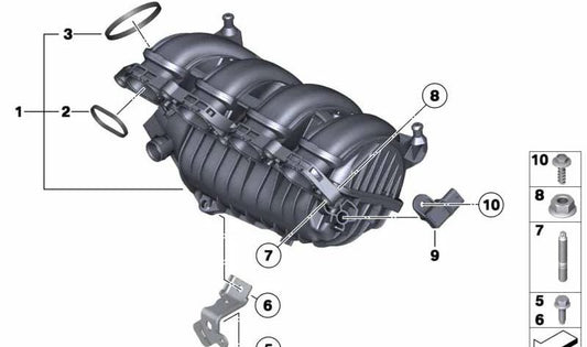 OEM -Aspirationsrohrunterstützung 11617569966 für Mini R56, R55, R57, R58, R59, R60, R61. Original Mini.
