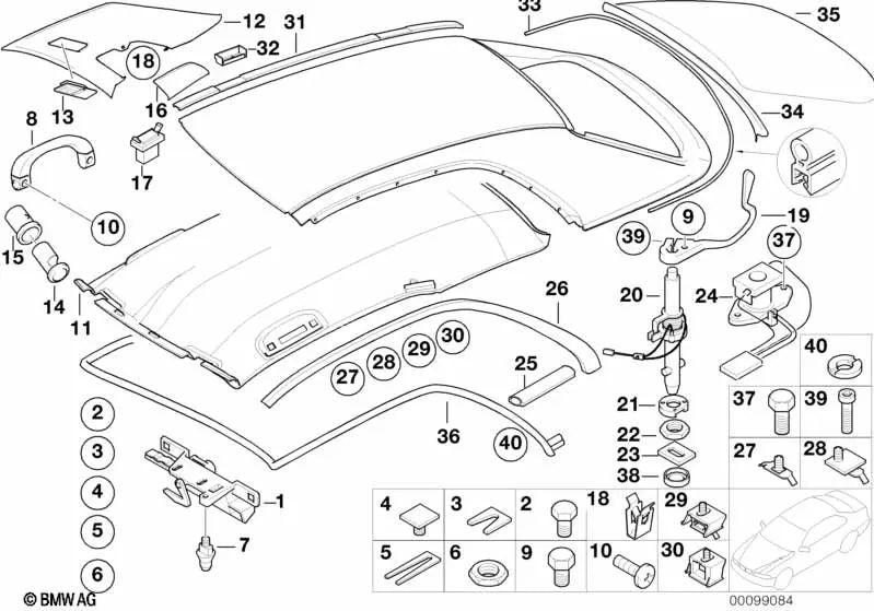 Moldura canalón de lluvia derecha para BMW Serie 3 E46 (OEM 54217032152). Original BMW