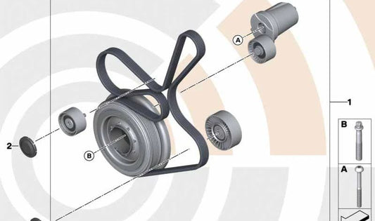 Riparazione della trasmissione della cintura OEM 11282365922 per BMW 1 E81, E82, E87, E88 e Serie 3 E90, E91, E92, E93 con motore N47. BMW originale.