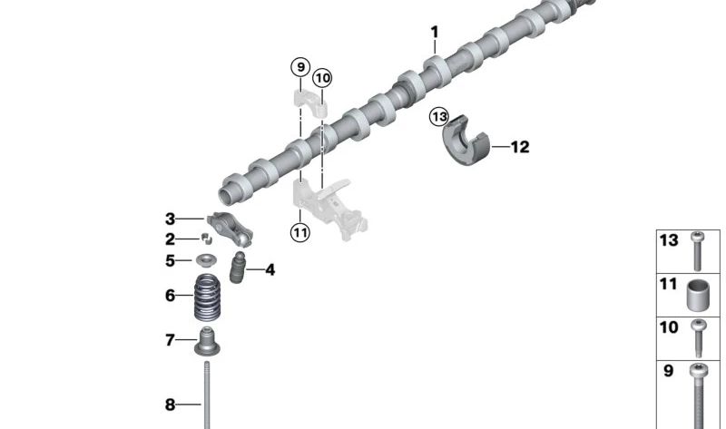 Árbol de levas de admisión OEM 11318618194 para BMW F20, F21, F22, F23, F30, F31, F34, F32, F33, F36, G30, G31, G11, G12... y más. Original BMW.
