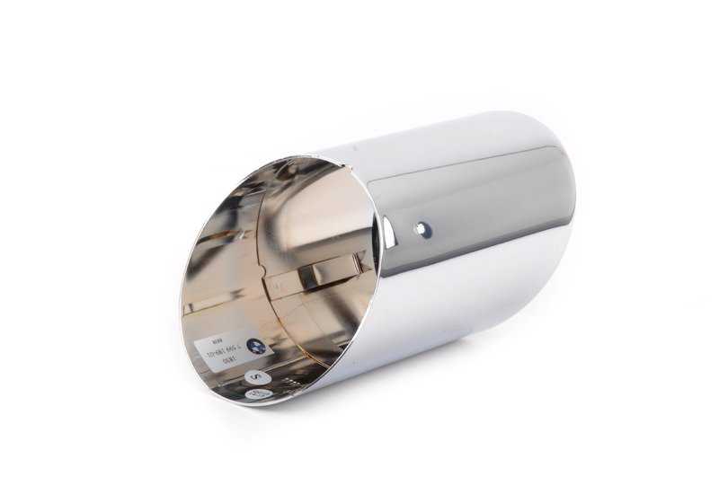 Embellecedor de escape cromado OEM 18307599189 para BMW X5 E70. Accesorio original BMW elegante y fácil de instalar para mejorar el aspecto del tubo de escape.