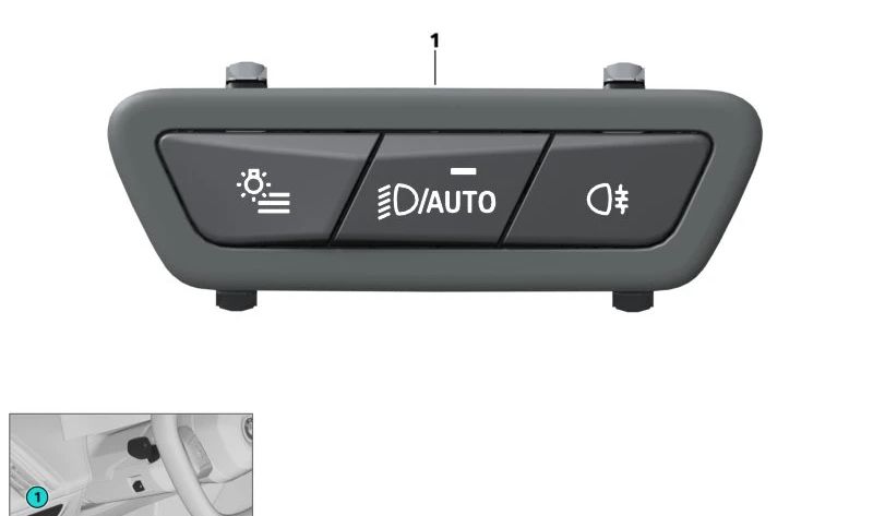 Interruptor de luces OEM 61315A49FF0 para BMW i20 (M60, iX xDrive) 2021-2025. Unidad original de control de iluminación. Recambio original BMW.