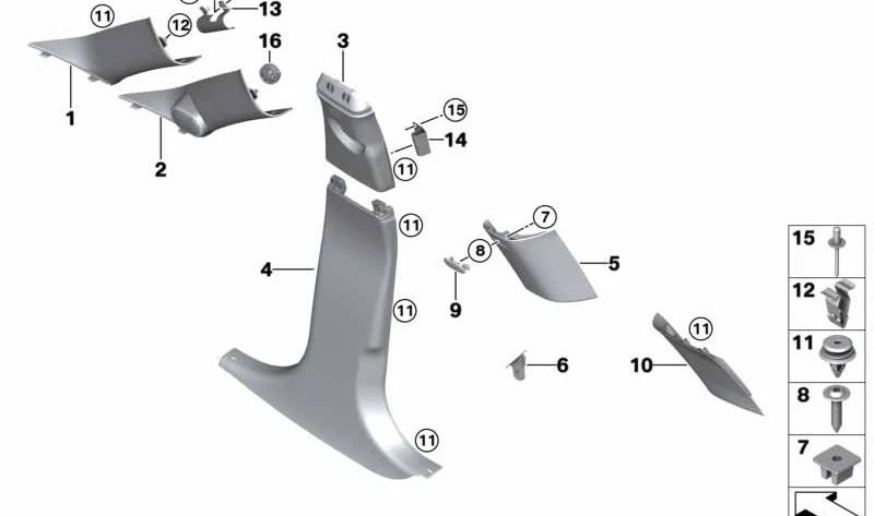 Guarnição da coluna B inferior esquerda OEM 51437392291 para MINI Clubman F54, F54 LCI. MINI originais.
