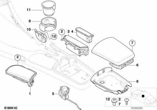 Compartimento consola central derecha OEM 51168267840 para BMW Z8 E52. Original BMW.