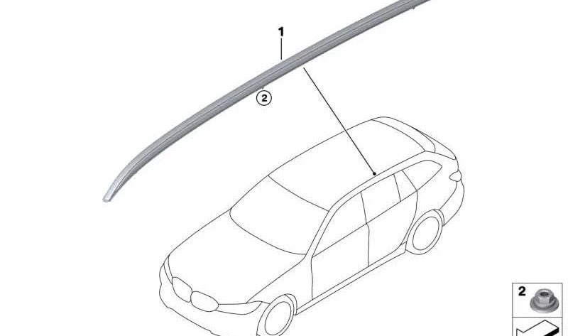 Baca de techo en aluminio satinado izquierdo OEM 51137447851 para BMW G21. Original BMW.