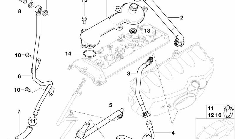 Tubo di ventilazione OEM 11617839061 per BMW E46 M3 (BL91, BL92, BR91, BR92, BL95, BL96). Compatibile con motori S54. BMW originale.
