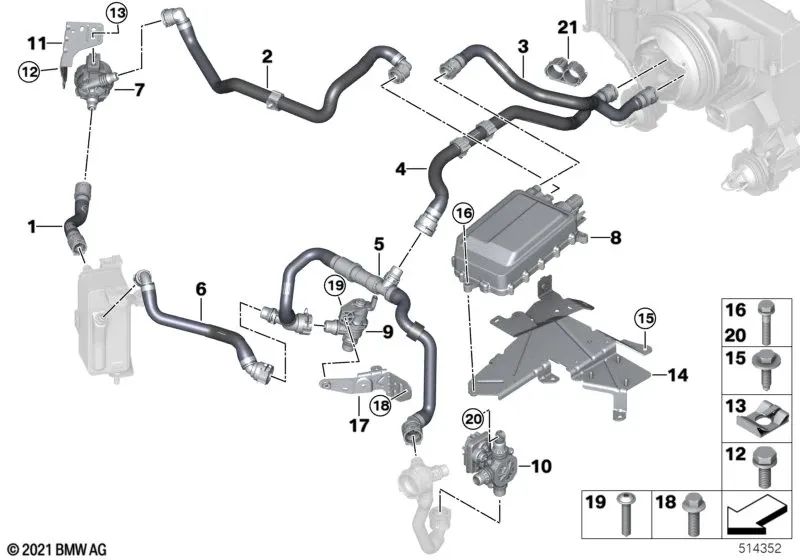 Coolant Hose for BMW i I20 (OEM 64218833637). Original BMW