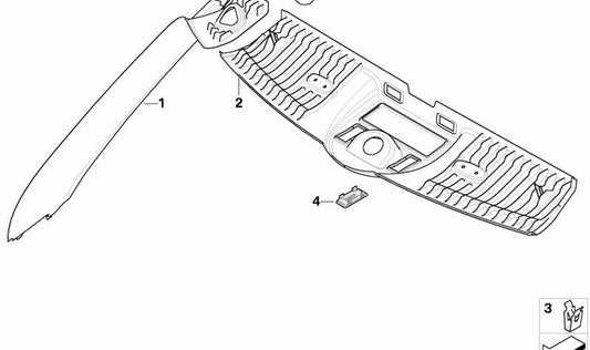 Paramento columna A izquierda OEM 51436971857 para MINI Cabrio R52, Cooper R52, R53. Color Panther Black. Original MINI.