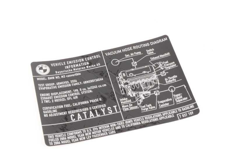 Abgaswarnplatte für BMW 3 E46 -Serie (OEM 71227837109). Original BMW