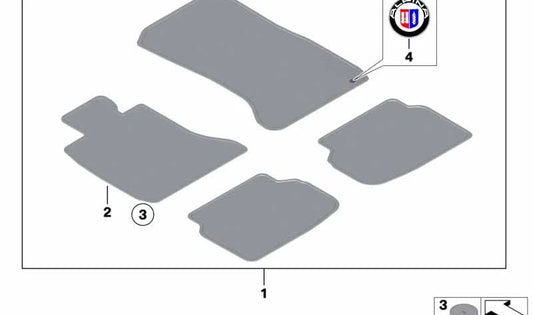 Velvet mat in driver side OEM 51477427893 for BMW 7 {G11, G11N, G12, G12N}. Beige Canberra color. Original BMW.