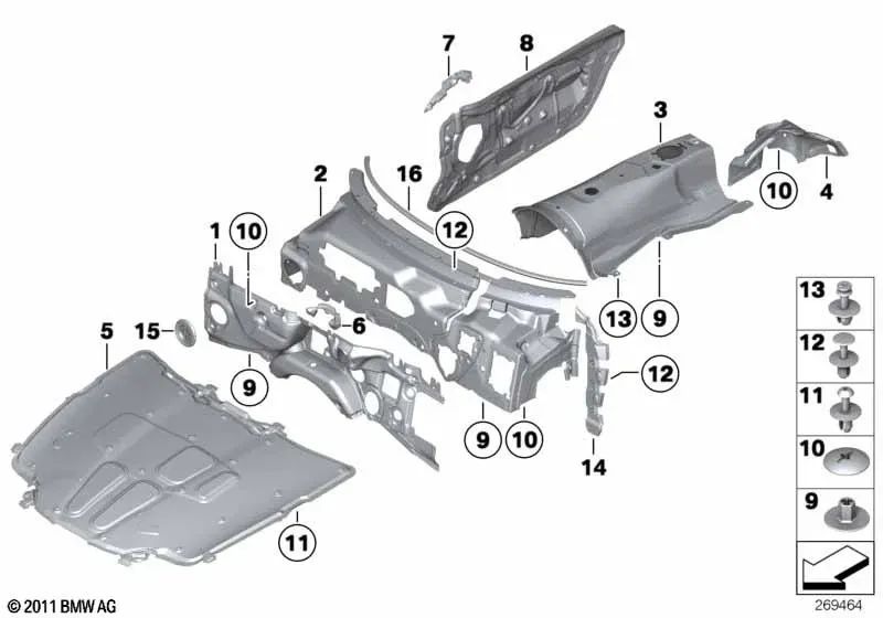 Isolador acústico para tampa frontal do BMW Z4 E89 (OEM 51489128511). BMW original