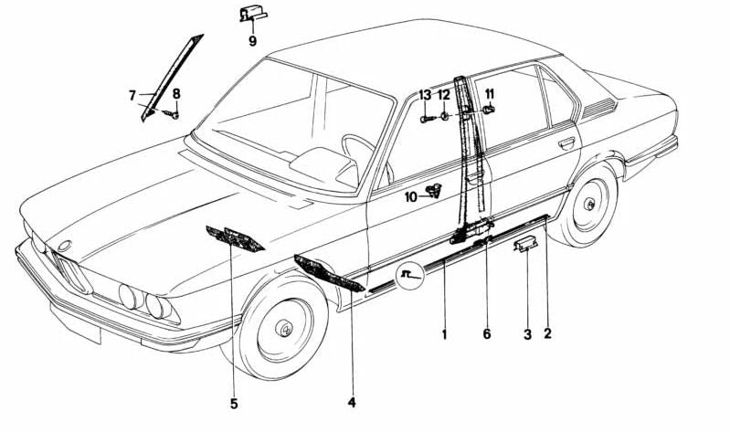 Clip de fijación OEM 51441805831 para BMW E21, E12, E28, E24, E23, 114, 1502, 1600, 1802, 2002. Pieza original BMW para sujeción interior o molduras.