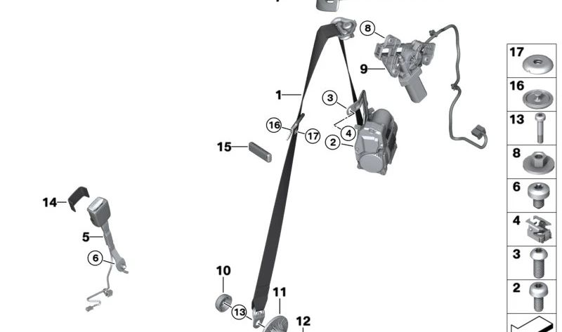 Cinturón de seguridad delantero derecho OEM 72119870082 para BMW G23, G83. Original BMW.