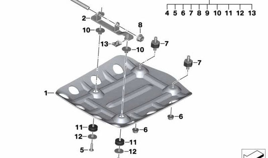 Fixing set for lower protection OEM 77148354993 for BMW R nineT Scrambler, R nineT Urban G/S motorcycles. Original BMW Motorrad.