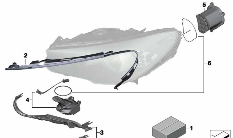 Kit de reparación soporte faro derecho OEM 63127262735 para BMW F07, F10, F11. Original BMW.