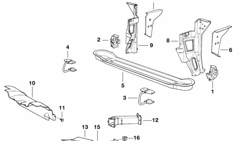 Soporte izquierdo para paragolpes OEM 41141958041 para BMW E32. Original BMW.