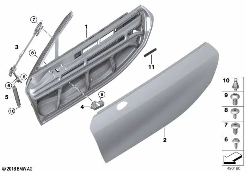 Porta dianteira esquerda OEM 51007457823 para BMW i8 I15 (01/2018 - 06/2020). BMW genuíno.
