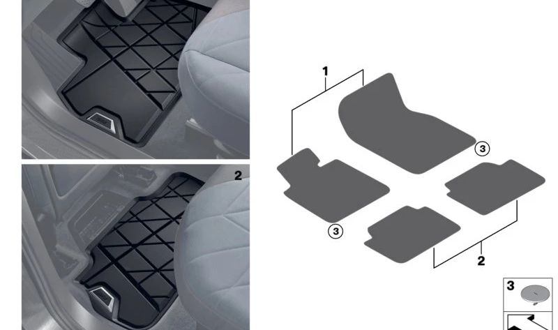 Alfombrillas de goma delanteras (RHD) OEM 51475A20D49 para BMW iX (I20). Original BMW.