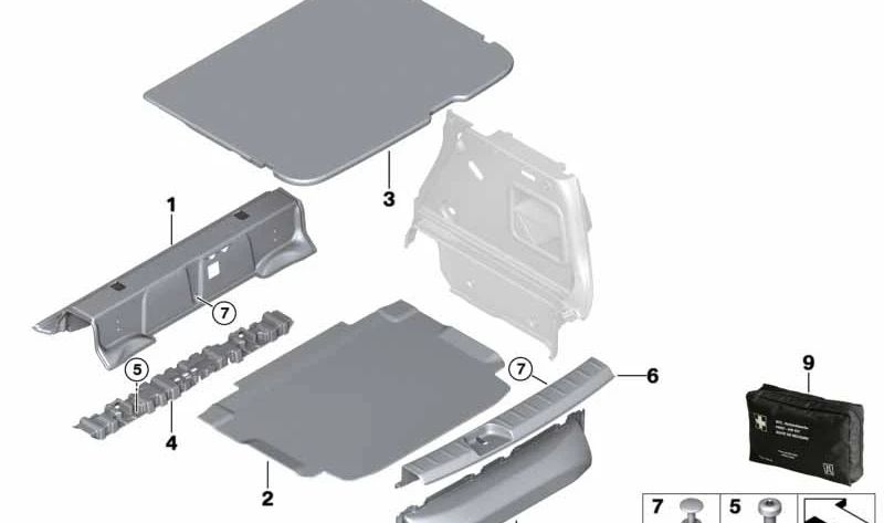 Guarnição transversal do tronco OEM 51477427156 para MINI Clubman F54, F54 LCI. MINI originais.