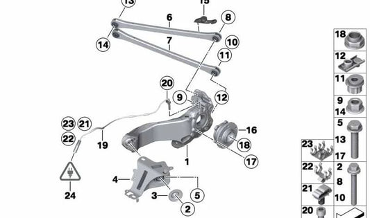 Brazo longitudinal trasero izquierdo OEM 33329805657 para MINI Countryman R60, Paceman R61. Original MINI.
