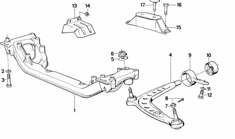 Front Left Suspension Arm OEM 31121701059 for BMW E30. Original BMW.