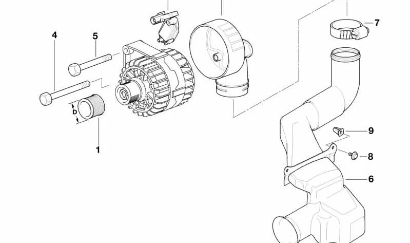 Tubo de admisión OEM 12311740636 para BMW E39. Original BMW.