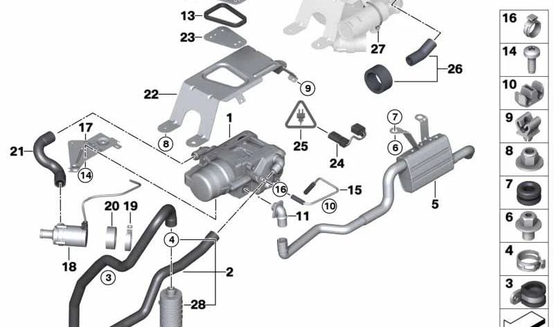 Manguera de refrigerante OEM 64126955924 para BMW X5 {E70, E70N, F15, F85} y BMW X6 {E71, E72, F16, F86}. Original BMW.