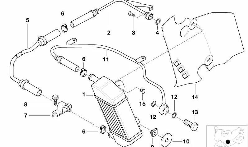 Refrigerador de aceite derecho OEM 17227654042 para motos BMW R 1150 R, R 850 R, Rockster. Original BMW Motorrad.