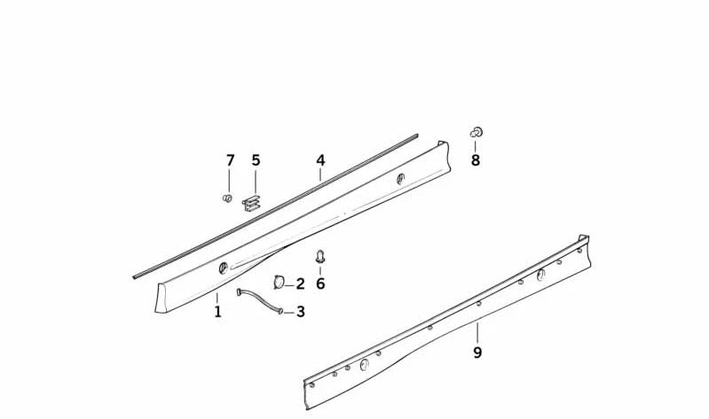 Moldura lateral derecha imprimada OEM 51712234188 para BMW E36. Original BMW.