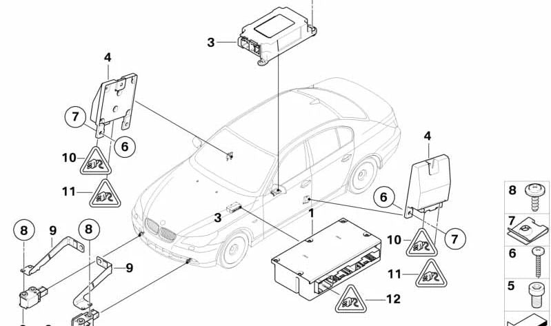 Módulo de control del airbag con Gateway OEM 65776975686 para BMW E60, E61, E63. Original BMW.