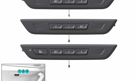 Mando de control eléctrico para ajustes del asiento izquierdo OEM 61316826758 para BMW G38 (Série 5). Original BMW.