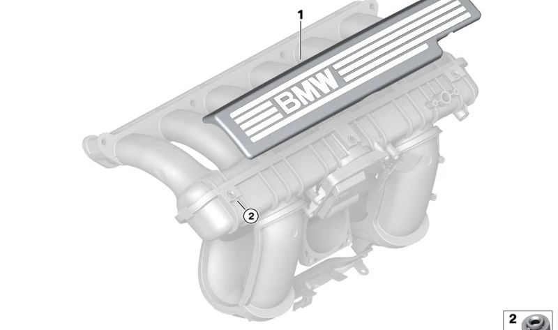 Tapa embellecedora motor OEM 11617535847 para BMW E81, E82, E87. Compatible con modelos 125i y 130i con motor N52K. Original BMW.