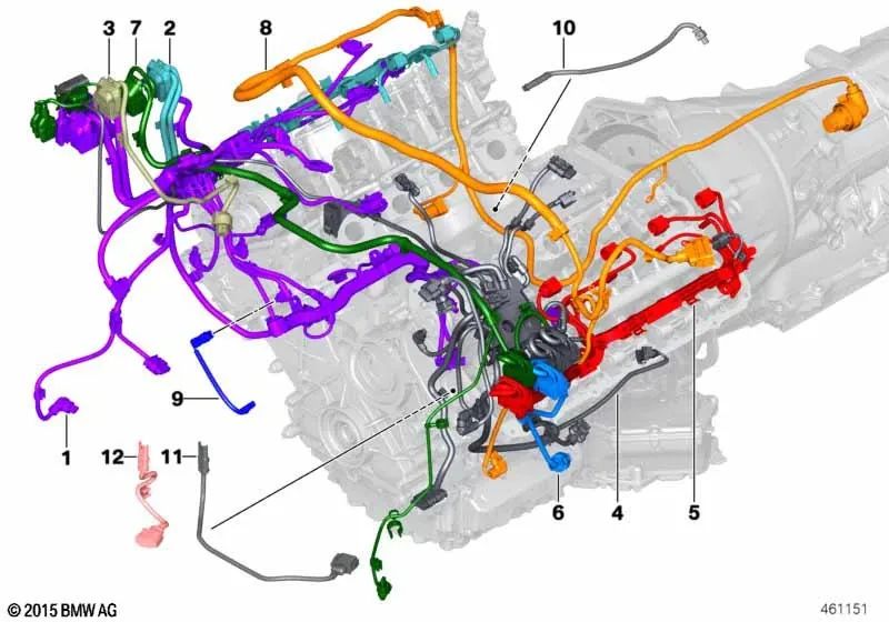 Cablaggio motore OEM 12518679109 per BMW Serie 5 G30, Serie 7 G11, Serie 7 G12. BMW originale.