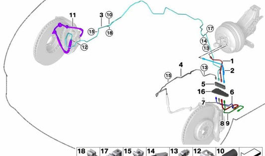 Rohr mit Schutzhülle für BMW 5 F07 -Serie, F10, F11, F18 Serie 6 F06, F12, F13 Serie 7 F01, F02, F04 (OEM 34326795595). Original BMW.