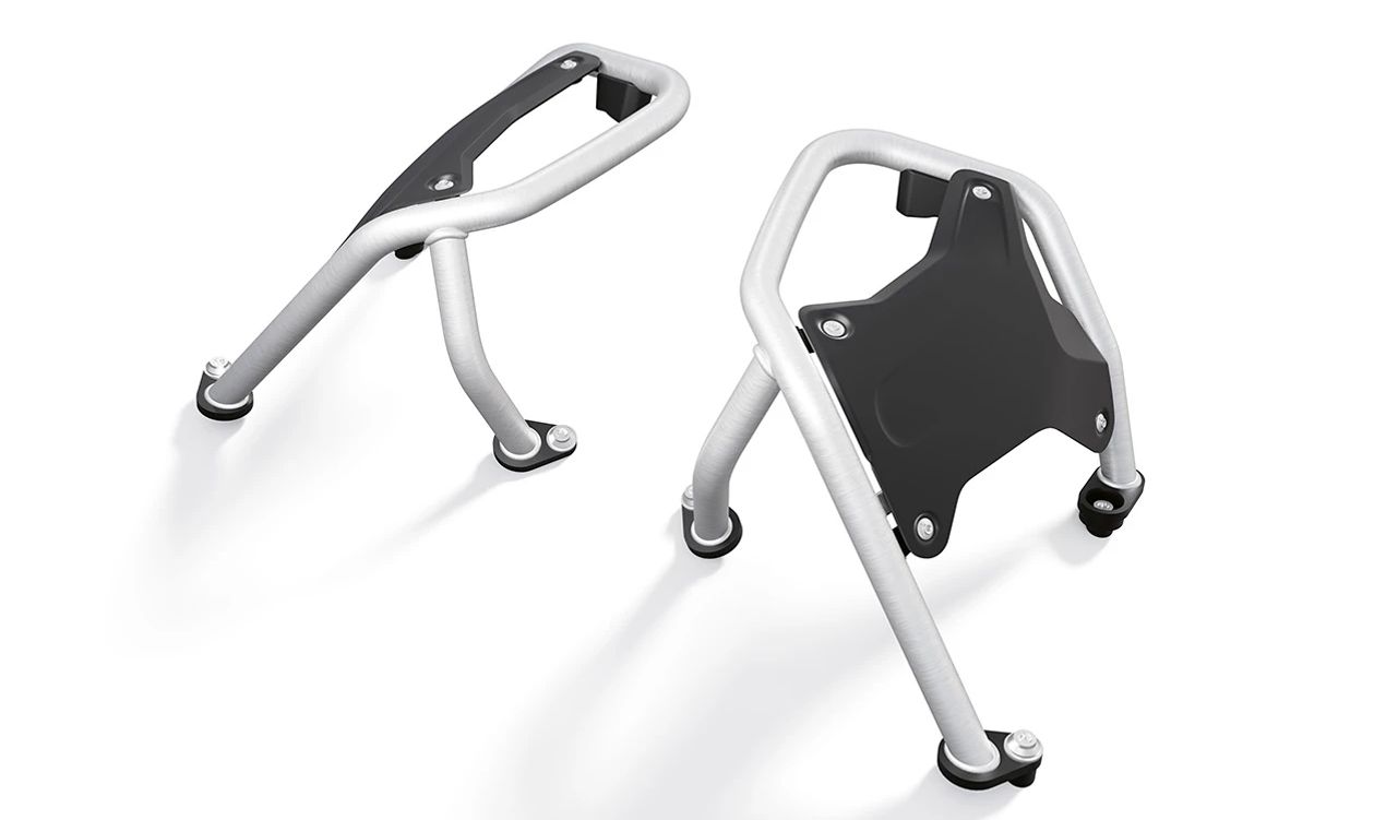 Estribo de protección de motor izquierdo OEM 77145B3FDA7 para motos BMW R 1300 GS. Original BMW Motorrad.