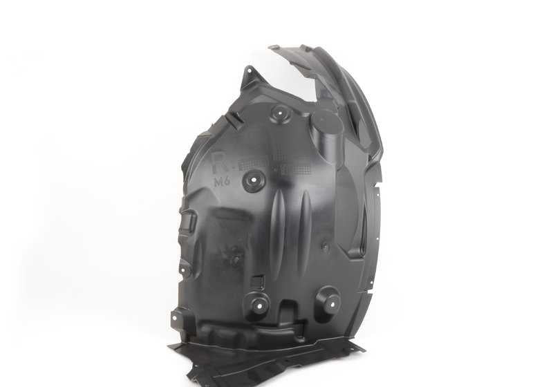 Protector paso de rueda delantero derecho OEM 51718050546 para BMW F06, F12, F13. Original BMW.